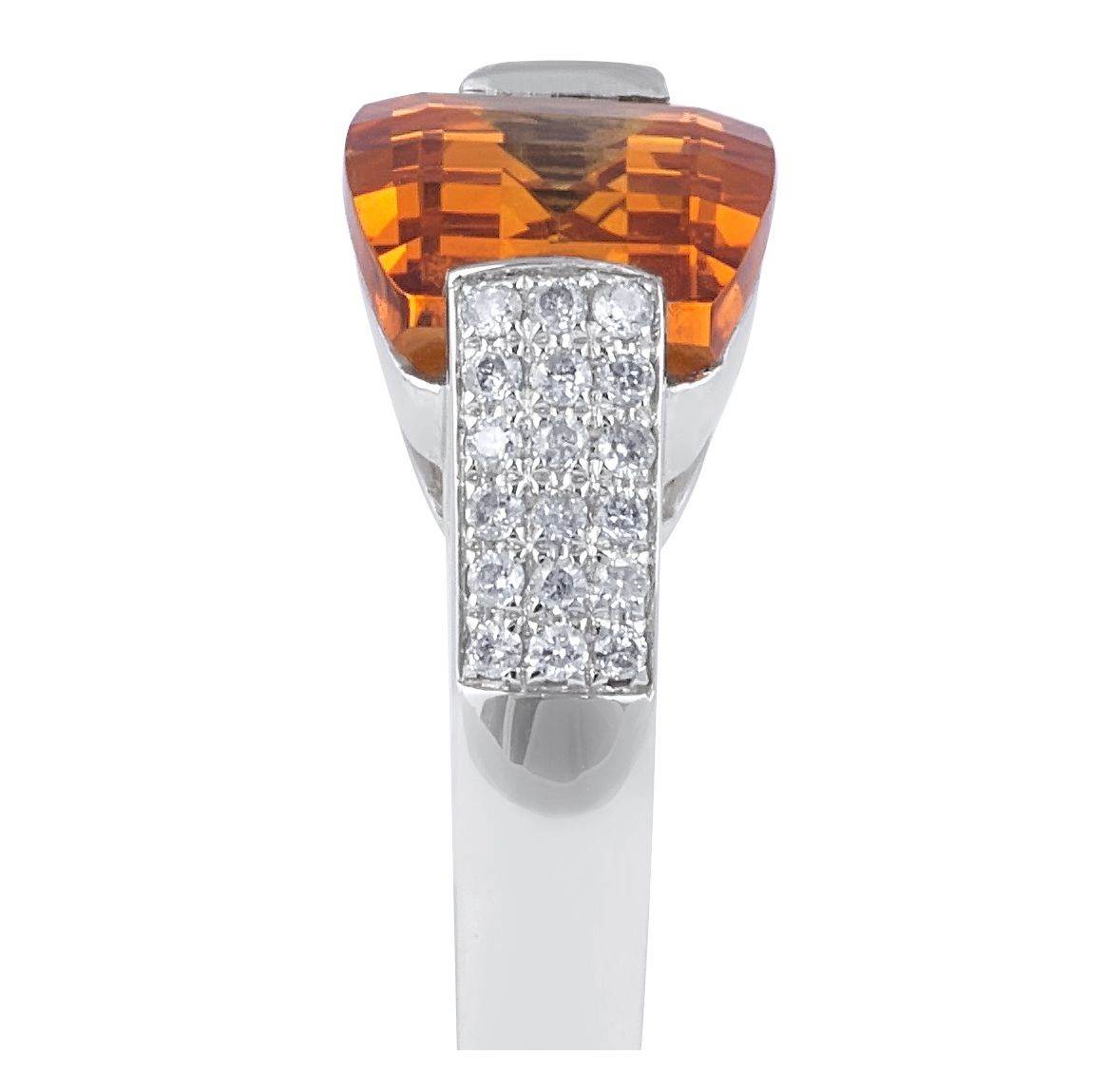 Curve Cut Citrine and Diamond Ring Tension Setting In 18 Karat White gold - DG & Co. Jewellery