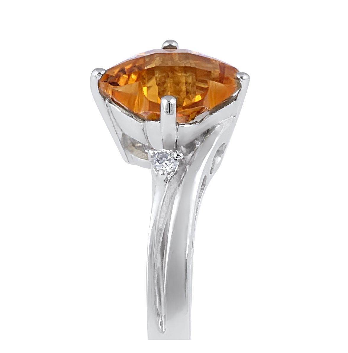 Citrine and Diamond Ring 4 Claw Setting In 14K White gold - DG & Co. Jewellery