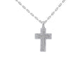 Diamond Cross Pendant Pave Setting Emery Finish In 18K White Gold - DG & Co. Jewellery
