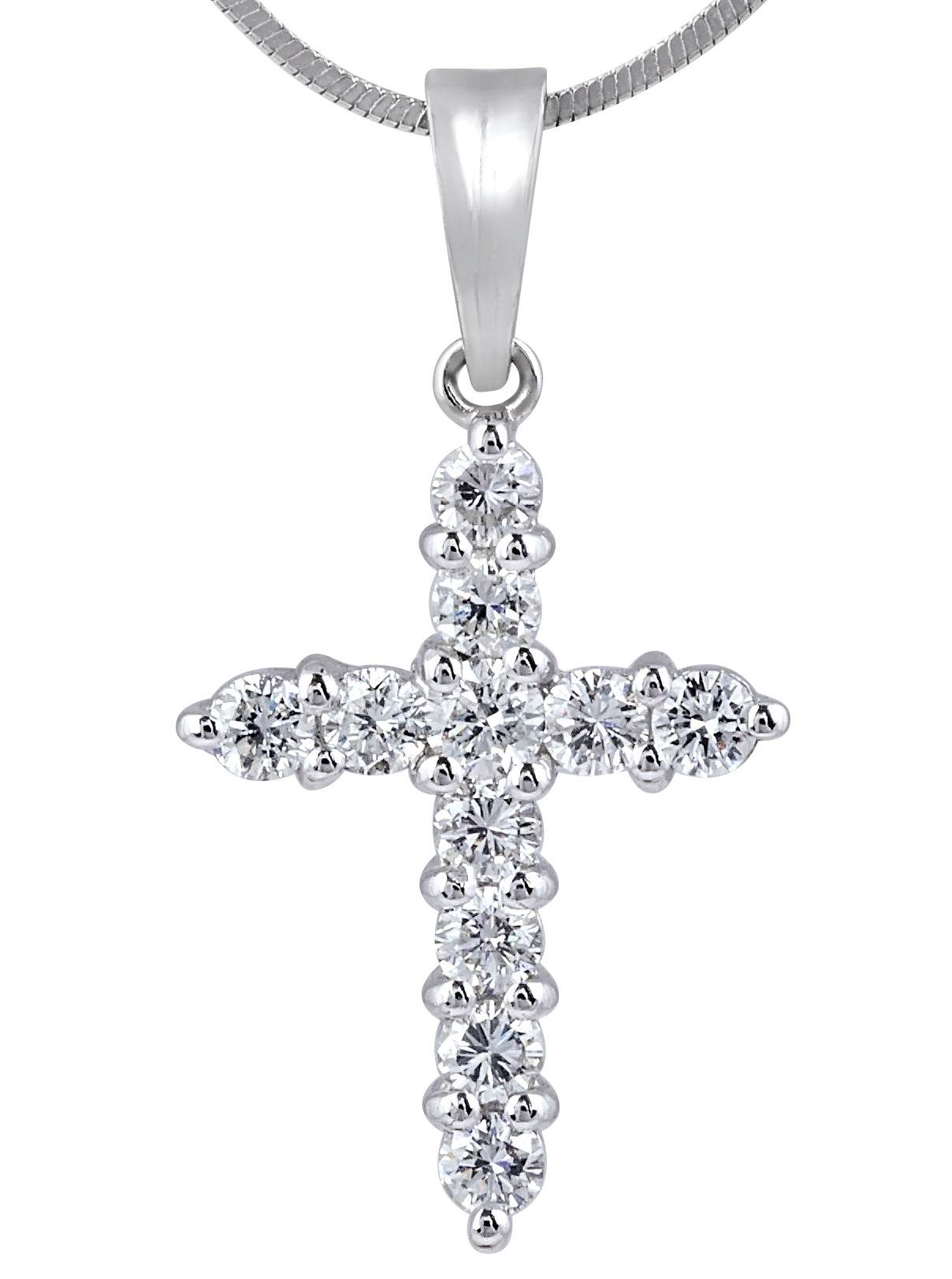 11 Diamond Cross Pendant Pave Setting In 18K White Gold - DG & Co. Jewellery