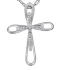 Double Cross Diamond Pendant Pave Setting In 18K White Gold - DG & Co. Jewellery