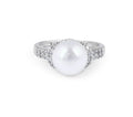 Culture Pearl and Diamond Ring Pave Setting In 14 Karat White Gold - DG & Co. Jewellery