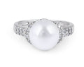 Culture Pearl and Diamond Ring Pave Setting In 14 Karat White Gold - DG & Co. Jewellery