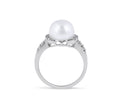 Culture Pearl and Diamond Ring Pave Setting In 14 Karat White Gold - DG & Co. Jewellery