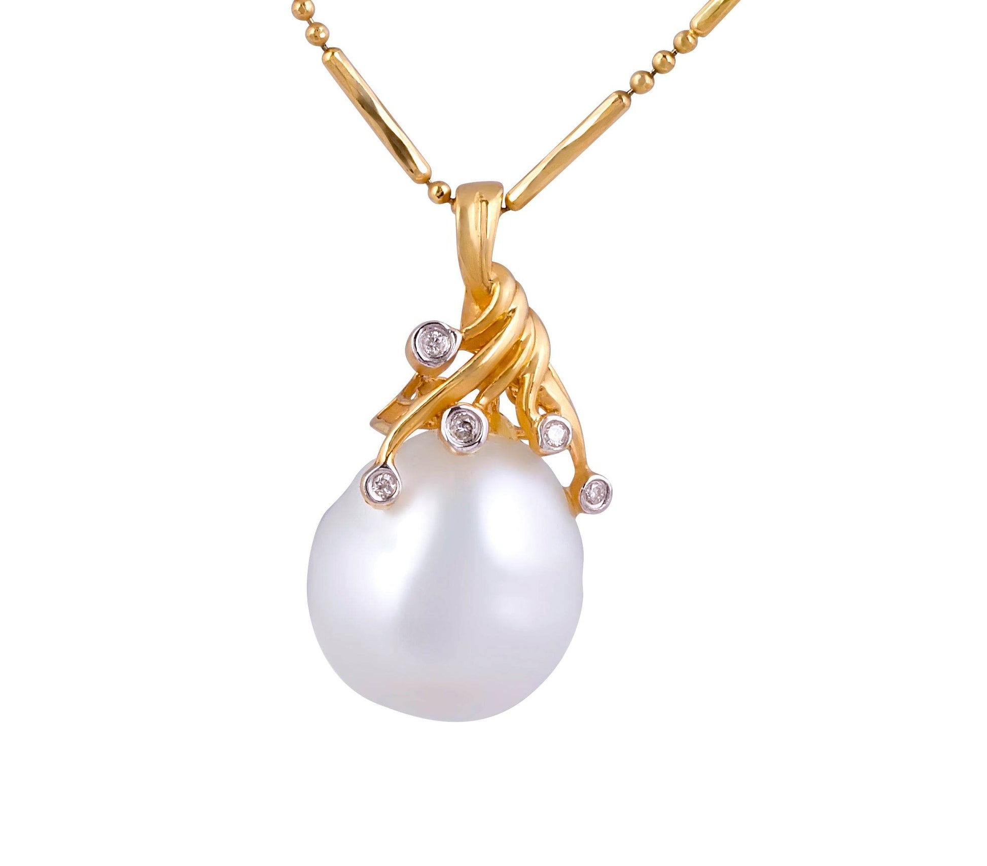 South Sea Australian Pearl and Diamond Pendant In 18 Karat Yellow Gold - DG & Co. Jewellery