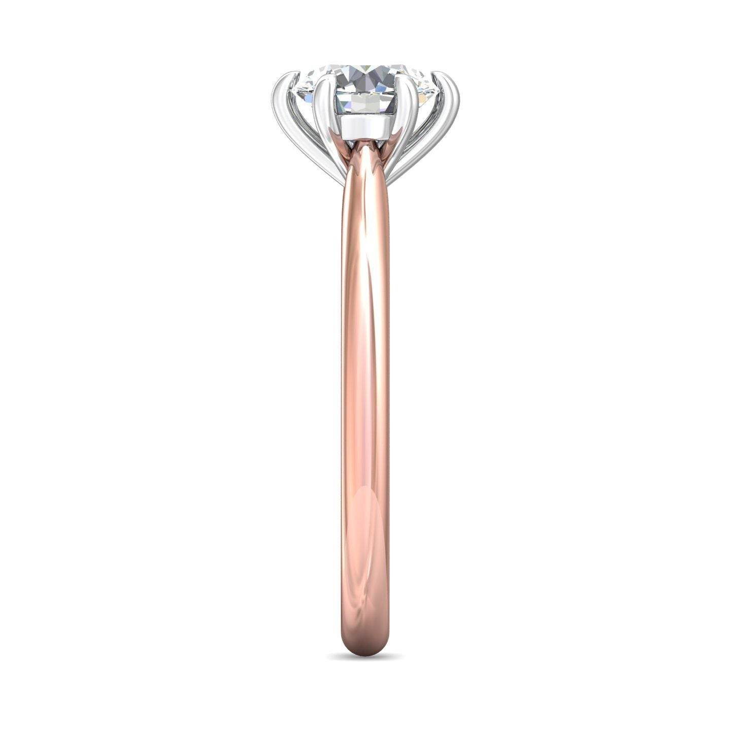 Solitaire Round Cut 6 Claw Tapered Plain Band Diamond Engagement Ring -18K Rose - DG & Co. Jewellery
