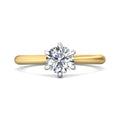Solitaire Round Cut 6 Claw Tapered Plain Band Diamond Engagement Ring - 18K Yellow - DG & Co. Jewellery