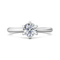 Solitaire Round Cut 6 Claw Tapered Plain Band Diamond Engagement Ring in 18K White - DG & Co. Jewellery
