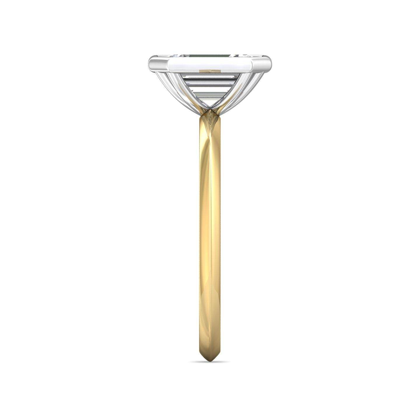 Bezel Set Emerald Cut Diamond Engagement Ring In a Plain Knife Edge Band - 18K Yellow - DG & Co. Jewellery