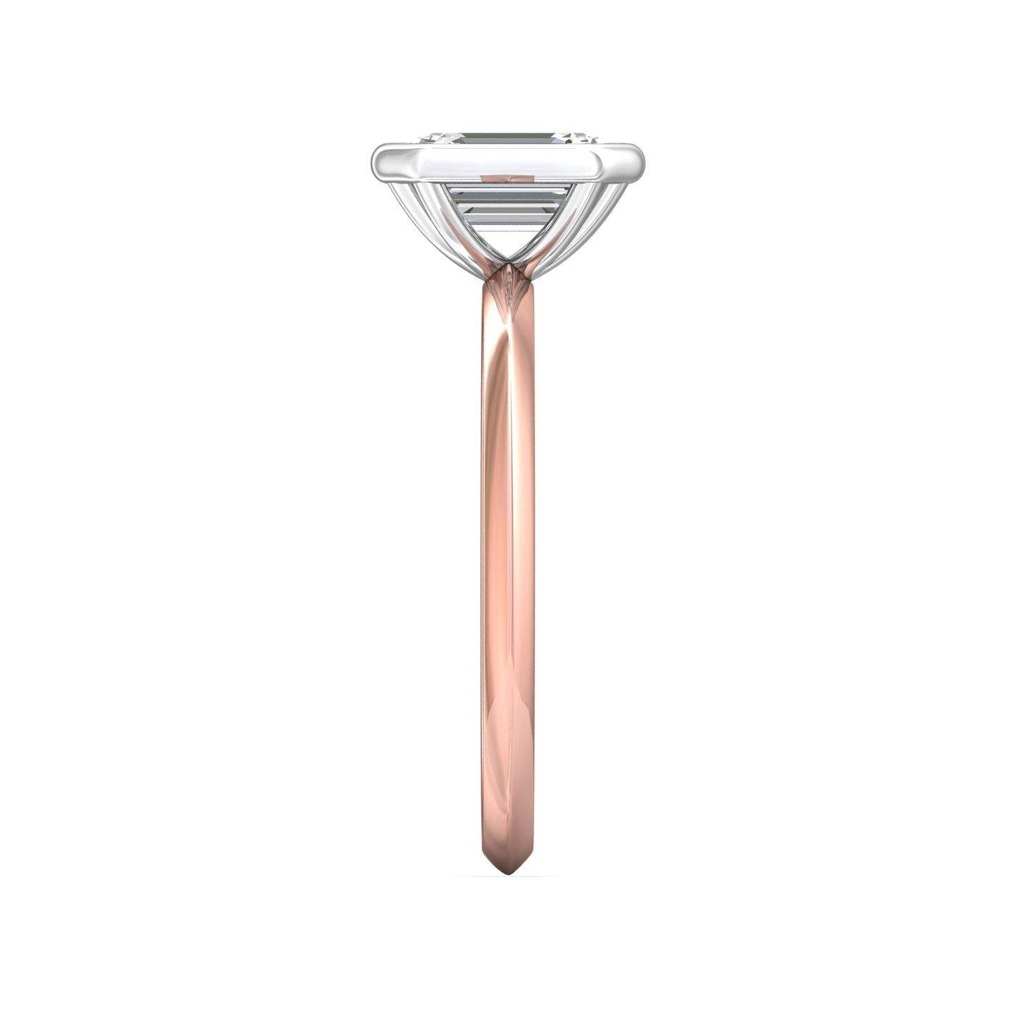 Bezel Set Emerald Cut Diamond Engagement Ring In a Plain Knife Edge Band - 18K Rose - DG & Co. Jewellery