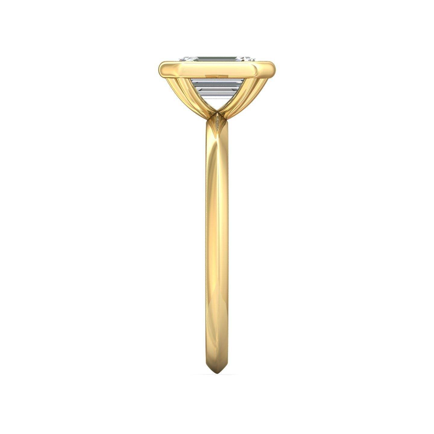 Bezel Set Emerald Cut Diamond Engagement Ring In a Plain Knife Edge Band - 18K Yellow - DG & Co. Jewellery
