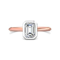 Bezel Set Emerald Cut Diamond Engagement Ring In a Plain Knife Edge Band - 18K Rose - DG & Co. Jewellery