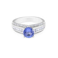 Baguette and Round Cut Tanzanite Diamond Ring In 18 Karat White Gold - DG & Co. Jewellery