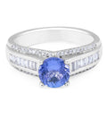 Baguette and Round Cut Tanzanite Diamond Ring In 18 Karat White Gold - DG & Co. Jewellery