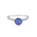 Hidden Halo Round Cut Tanzanite Diamond Ring in 18 Karat white gold - DG & Co. Jewellery