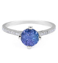 Hidden Halo Round Cut Tanzanite Diamond Ring in 18 Karat white gold - DG & Co. Jewellery