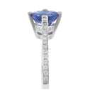 Hidden Halo Round Cut Tanzanite Diamond Ring in 18 Karat white gold - DG & Co. Jewellery