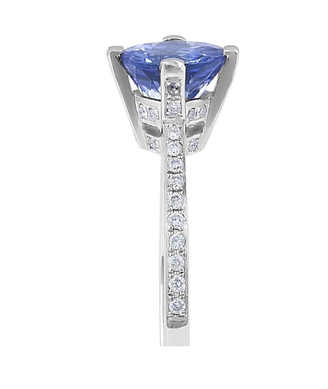 Hidden Halo Round Cut Tanzanite Diamond Ring in 18 Karat white gold - DG & Co. Jewellery