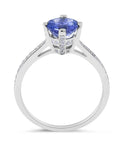 Hidden Halo Round Cut Tanzanite Diamond Ring in 18 Karat white gold - DG & Co. Jewellery