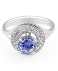 Vintage Style Round Halo Tanzanite Diamond Ring In 18K White Gold - DG & Co. Jewellery