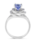 Vintage Style Round Halo Tanzanite Diamond Ring In 18K White Gold - DG & Co. Jewellery