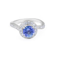 Vintage Style Round Cut Halo Tanzanite Diamond Ring In 18K White Gold - DG & Co. Jewellery