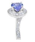 Vintage Style Round Cut Halo Tanzanite Diamond Ring In 18K White Gold - DG & Co. Jewellery