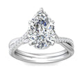 Pear Shape Cross over Double Band Pave Setting Diamond Ring 6 Claw Setting - Platinum - DG & Co. Jewellery