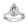 Pear Shape Cross over Double Band Pave Setting Diamond Ring 6 Claw Setting - 18K White - DG & Co. Jewellery