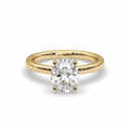 Oval Shape Hidden Halo Diamond Engagement Ring In 4 Claw Setting - 18K Yellow - DG & Co. Jewellery
