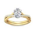Oval Cut Cross over Double Band Pave Setting Diamond Engagement Ring 4 Claw Setting - 18K Yellow - DG & Co. Jewellery