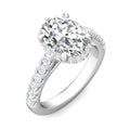 DG & Co. Signature Oval Cut Halo Diamond Engagement Ring 4 Claw Setting Pave Setting Side Stones -Platinum - DG & Co. Jewellery