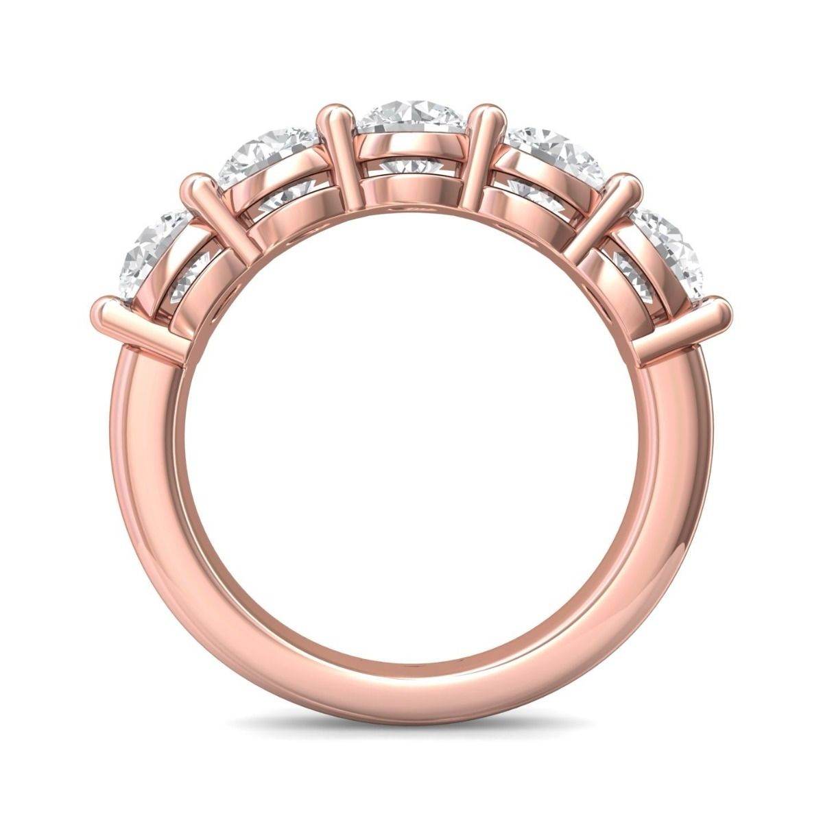 Five Stone Shared Prong Contour Diamond Wedding Ring In 18K Rose Gold - DG & Co. Jewellery