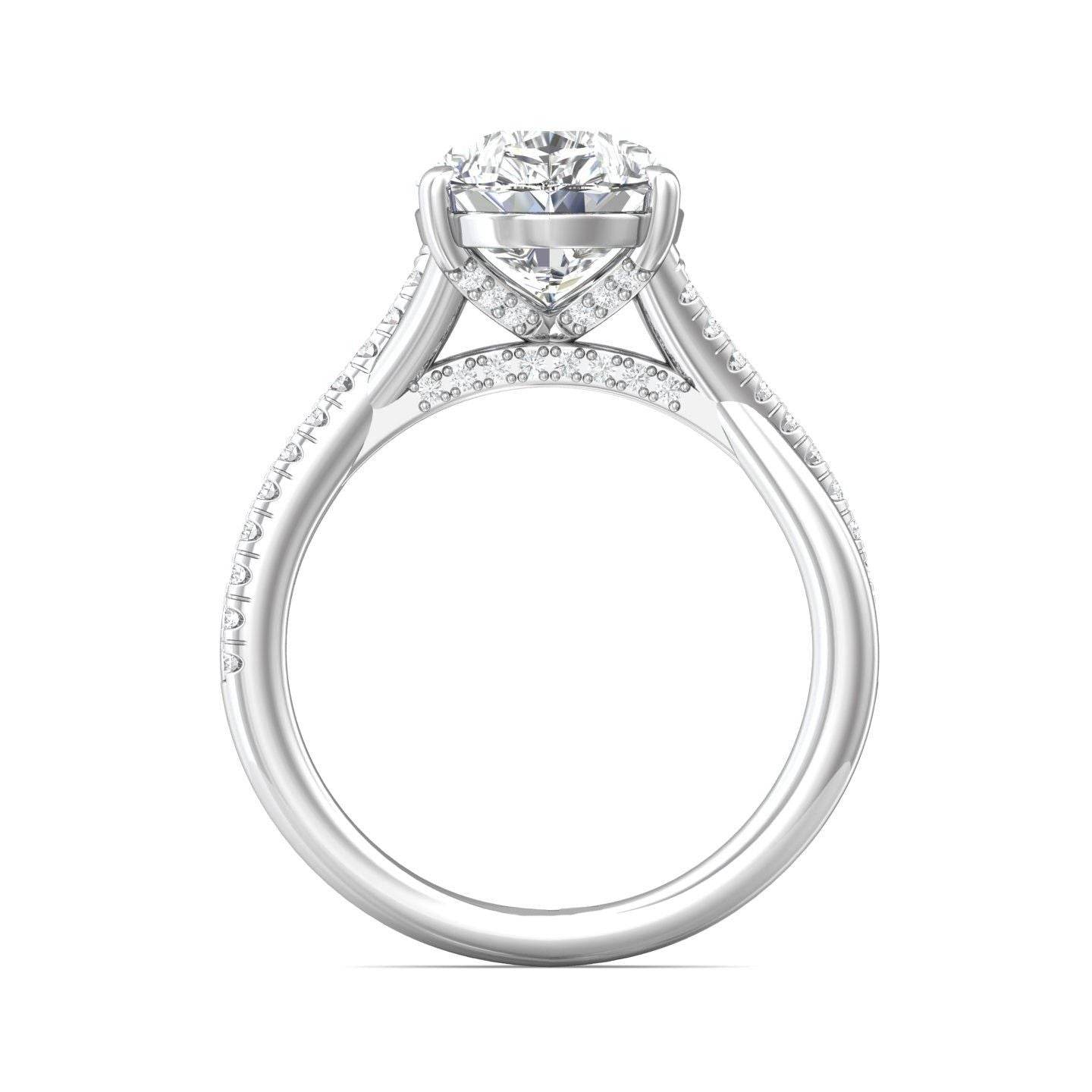 Pear Shape Cross over Double Band Pave Setting Diamond Ring 6 Claw Setting - Platinum - DG & Co. Jewellery