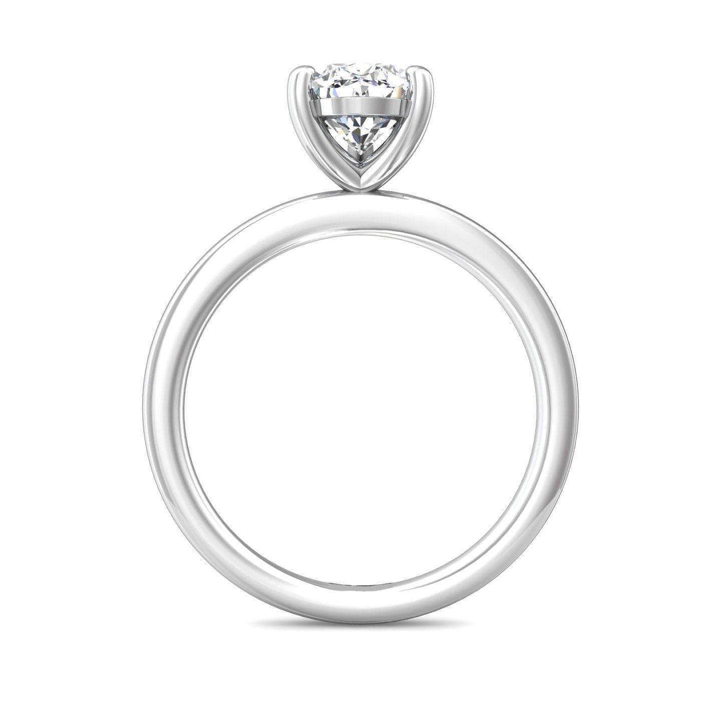 Pear Shape Cut Solitaire Diamond Engagement Ring 5 Claw Setting In a Plain Half Round Shape Band - Platinum - DG & Co. Jewellery