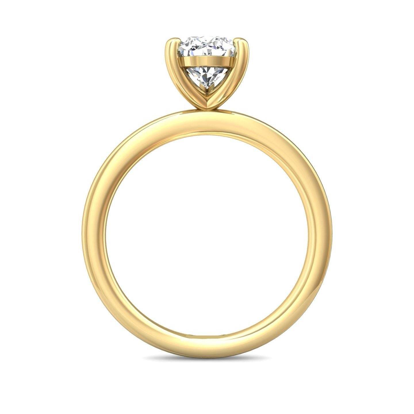 Pear Shape Cut Solitaire Diamond Engagement Ring 5 Claw Setting In a Plain Half Round Shape Band - 18K Yellow - DG & Co. Jewellery