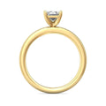 Emerald Cut Solitaire Diamond Engagement Ring 4 Claw Setting In a Plain Half Round Shape Band - 18K Yellow - DG & Co. Jewellery