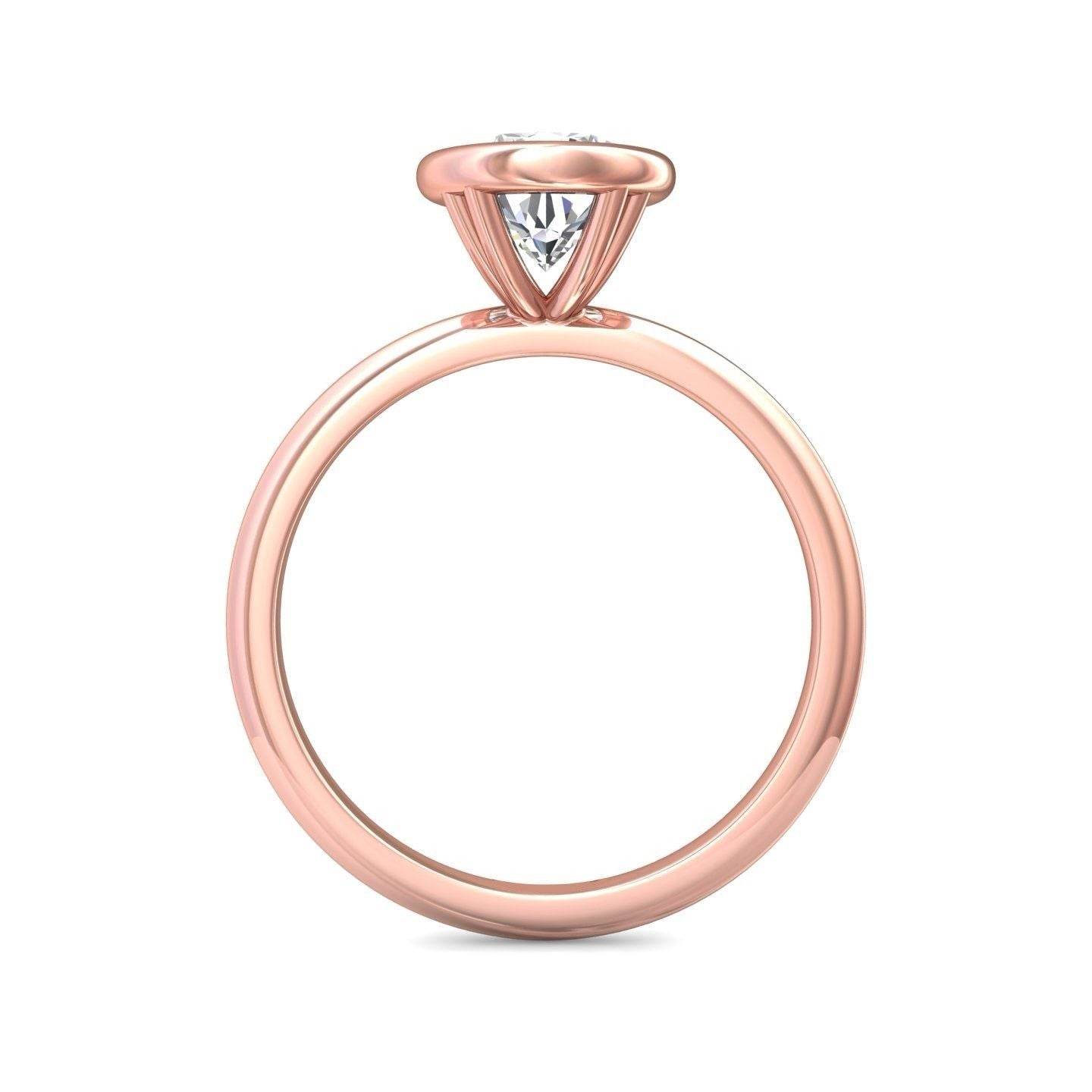 Pear Shape Cut Bezel Setting Diamond Engagement Ring In a Plain Knife Edge Band - 18K Rose - DG & Co. Jewellery