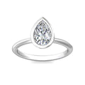 Pear Shape Cut Bezel Setting Diamond Engagement Ring In a Plain Knife Edge Band - Platinum - DG & Co. Jewellery