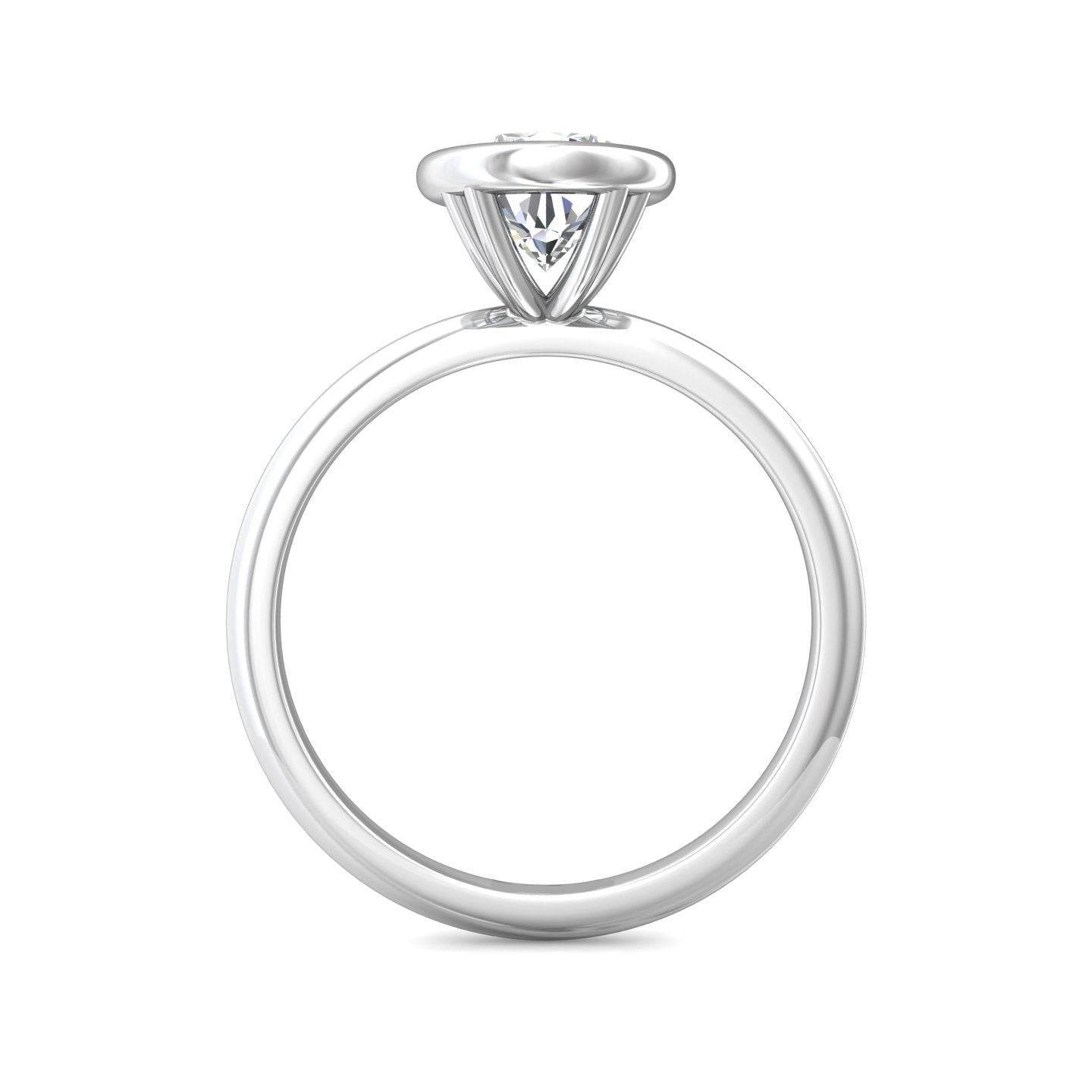 Pear Shape Cut Bezel Setting Diamond Engagement Ring In a Plain Knife Edge Band - Platinum - DG & Co. Jewellery