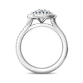 Double Halo Split Band Round Cut Diamond and Sapphire Engagement Ring Pave Setting - 18K White - DG & Co. Jewellery