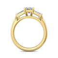 Emerald Cut 3 Stones Diamond Engagement Ring Tapered Baguette Side Stones - 18K Yellow - DG & Co. Jewellery