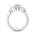 Emerald Cut 3 Stones Diamond Engagement Ring Tapered Baguette Side Stones - 18K White - DG & Co. Jewellery