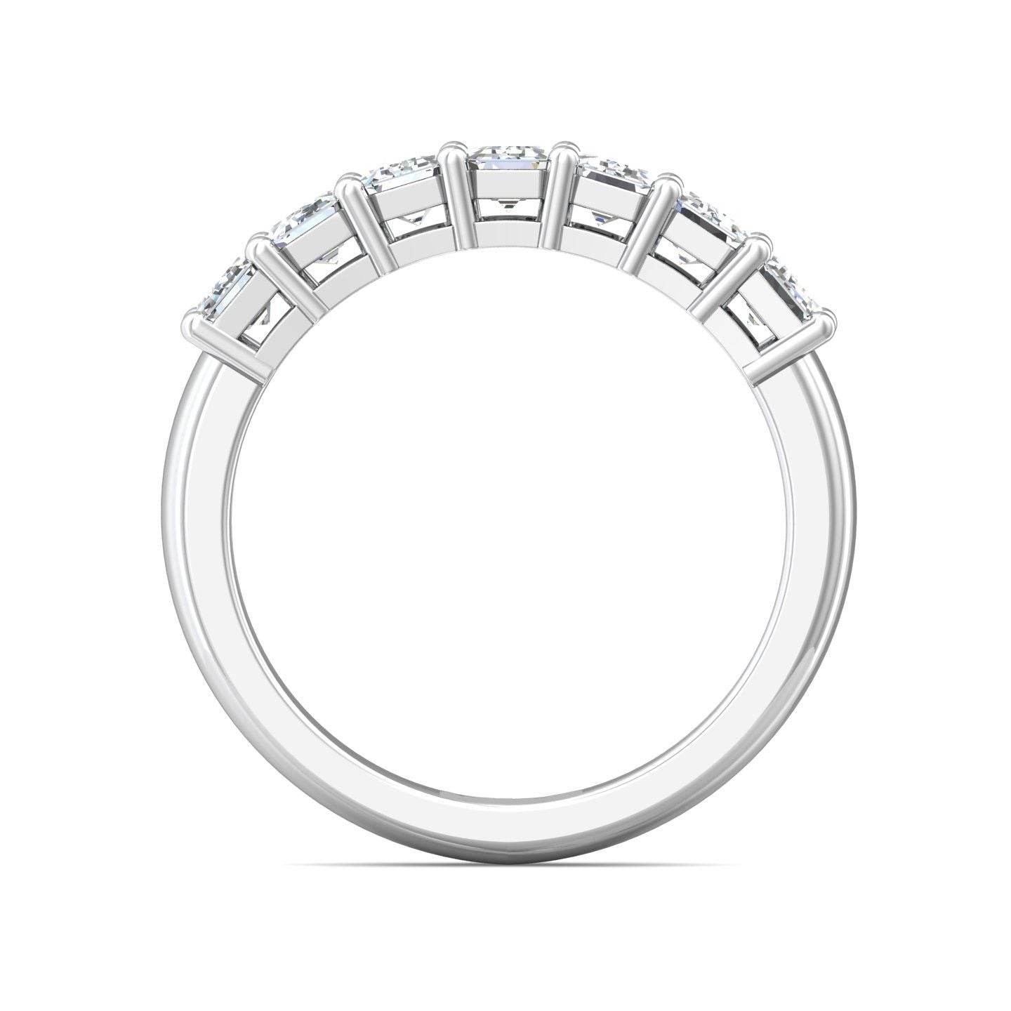 7 Stones Emerald Cut Anniversary Diamond Wedding Band 4 Claw Setting - 18K White - DG & Co. Jewellery
