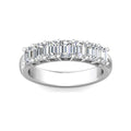 7 Stones Emerald Cut Anniversary Diamond Wedding Band 4 Claw Setting - 18K White - DG & Co. Jewellery