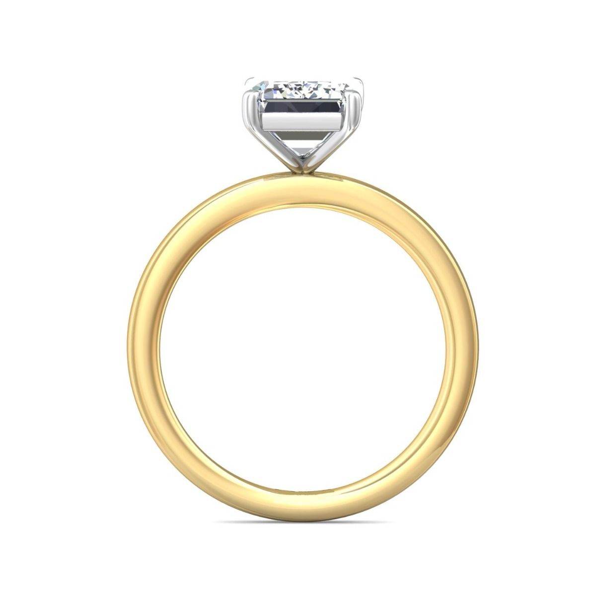 Emerald Cut Solitaire Diamond Engagement Ring 4 Claw Setting In a Plain round Shape Band - DG & Co. Jewellery