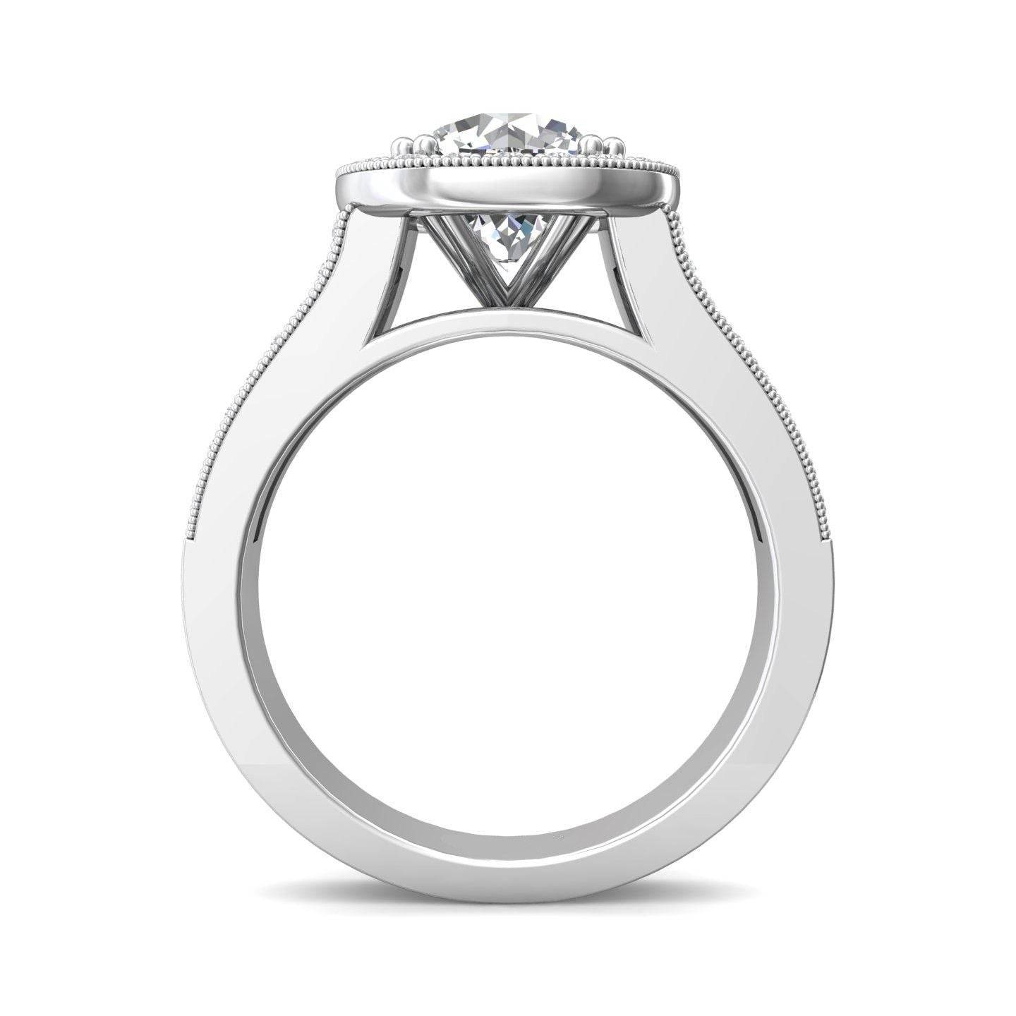 Round Cut Double Claw setting Halo Diamond Engagement Ring -Platinum - DG & Co. Jewellery