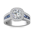 Round Cut Double Claw setting Halo Diamond Engagement Ring -Platinum - DG & Co. Jewellery