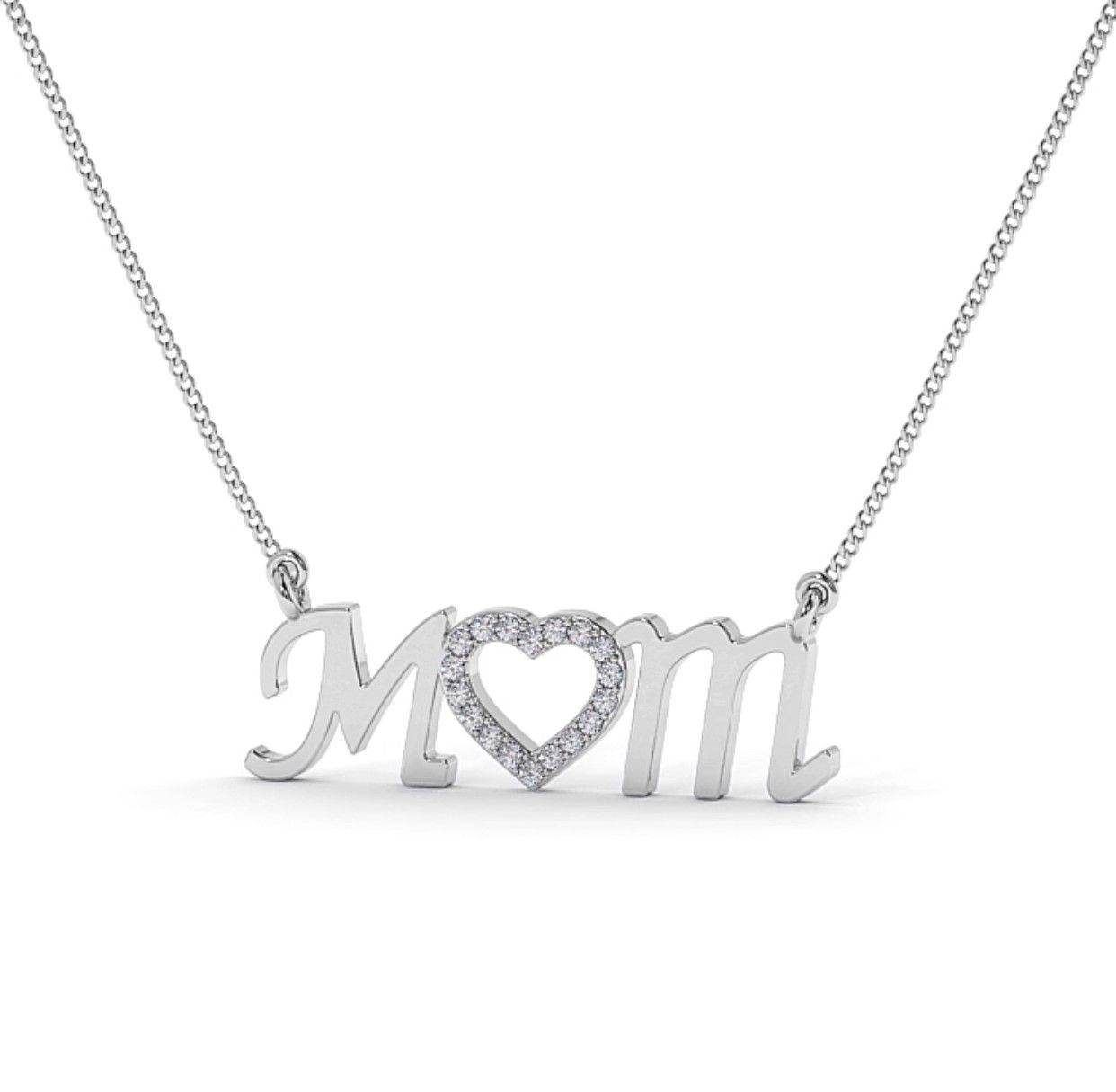 9K White Gold MOM Diamonds Necklace - DG & Co. Jewellery