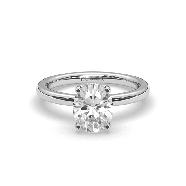 2.00CT Lap Grown Diamond Oval Cut Hidden Halo Engagement Ring Set In 18K White Gold - DG & Co. Jewellery